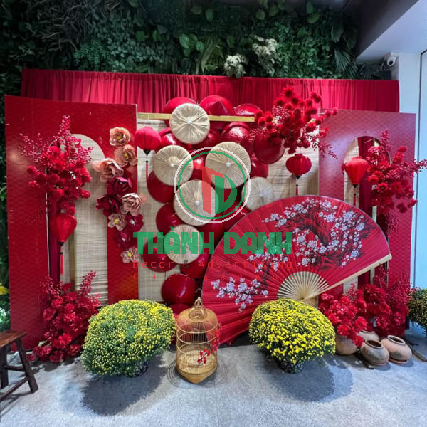 Backdrop trang trí sân khấu Giỗ Tổ Hùng Vương cổ truyền